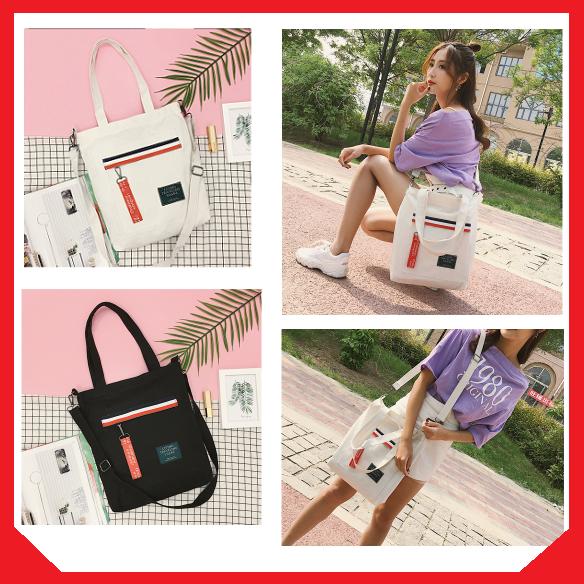 [HCM]Túi Đeo 2 Kiểu Nữ Thời Trang Hai Sọc Màu (Size 30x40 - Có Ảnh Thật)