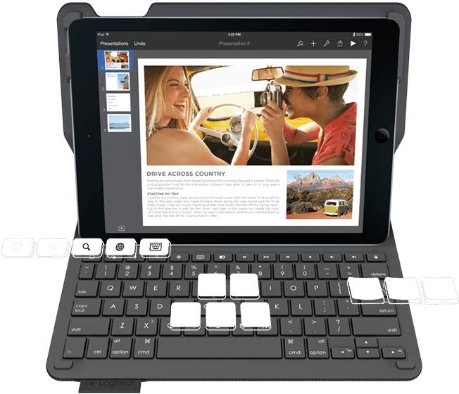 Bàn Phím iPad Air 1 Hiệu Logitech Type + Bluetooth Kiêm Bao Da