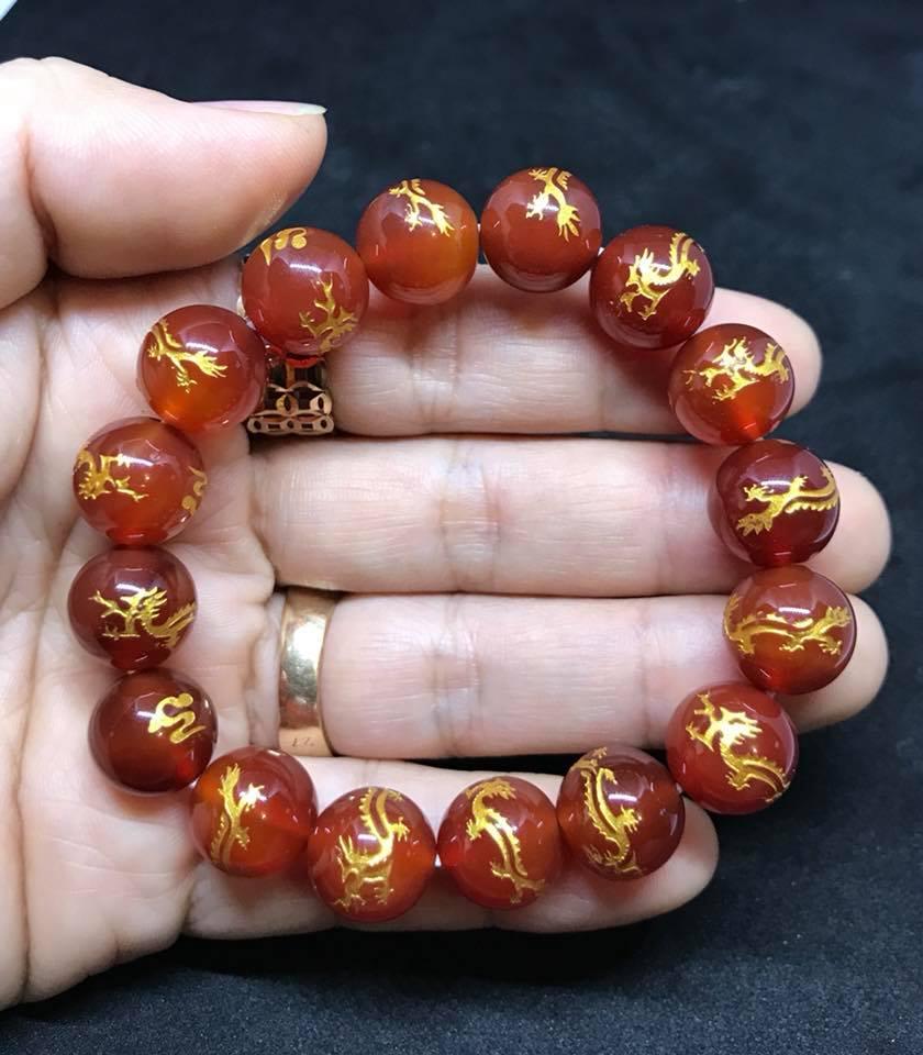 VÒNG TAY ĐÁ MÃ NÃO CHẠM RỒNG 12LY