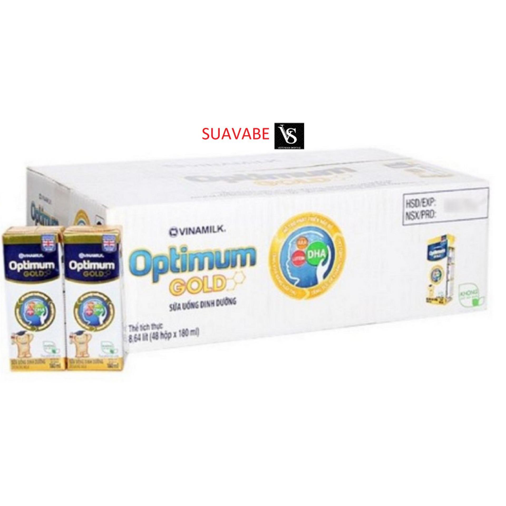 Thùng 48 hộp sữa bột pha sẵn Vinamilk Optimum Gold 180ml