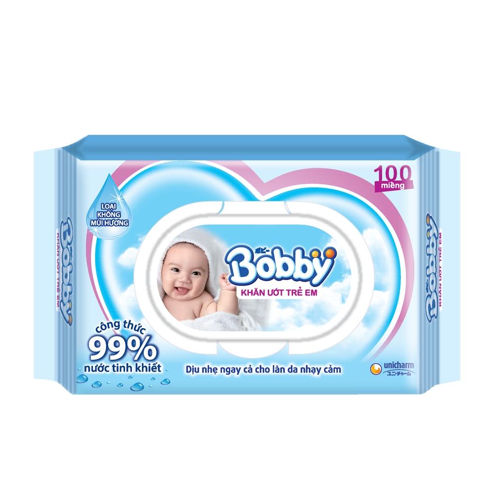 KHĂN ƯỚT BOBBY KHÔNG MÙI 100 MIẾNG