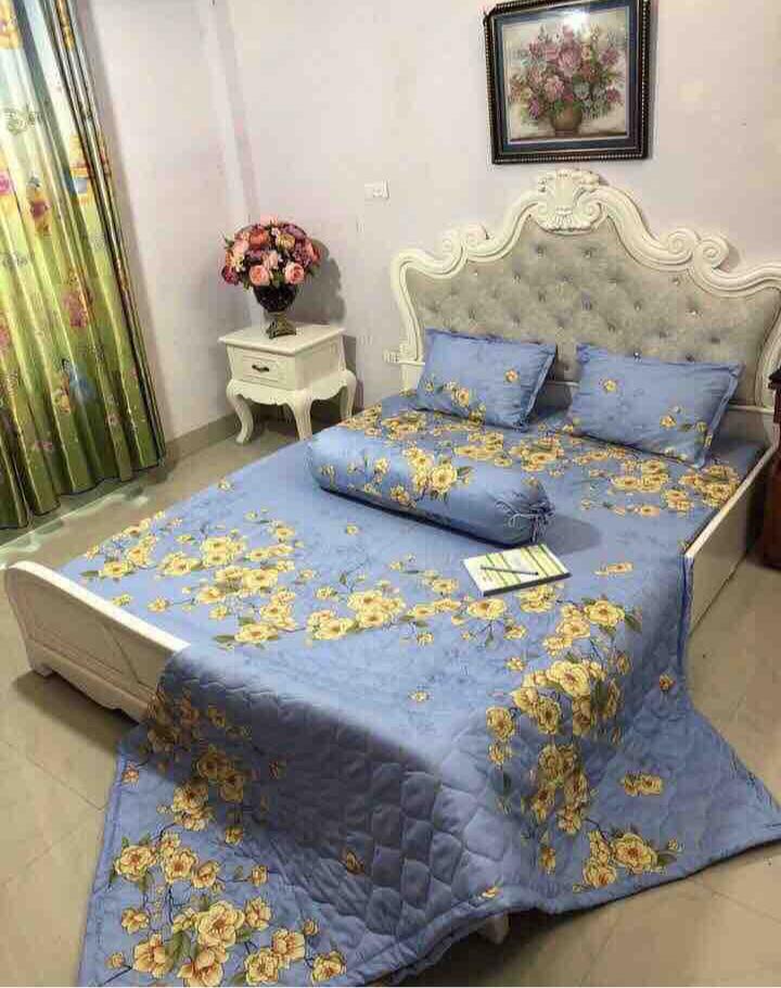 (FreeShip MAX) BỘ CHĂN GA GỐI COMBO 5 MÓN - HOA MAI VÀNG Beding shop-  drap giường, ga giường, ra giường, drap trải giường,ga trải giường, drap trải giường đẹp ga trải giường cưới, bộ ga trải nệm mát, ga giường cưới,Ga giường spa