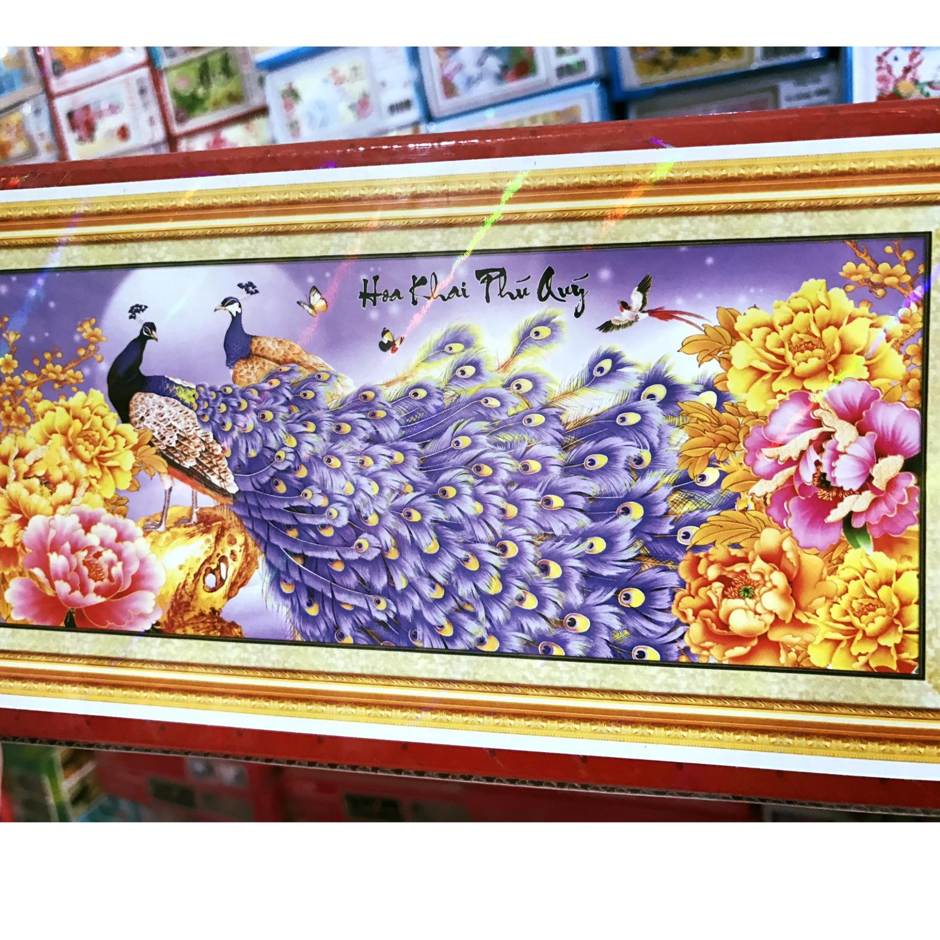 Tranh chấm đá đôi công-DF318-Ngọc Thịnh