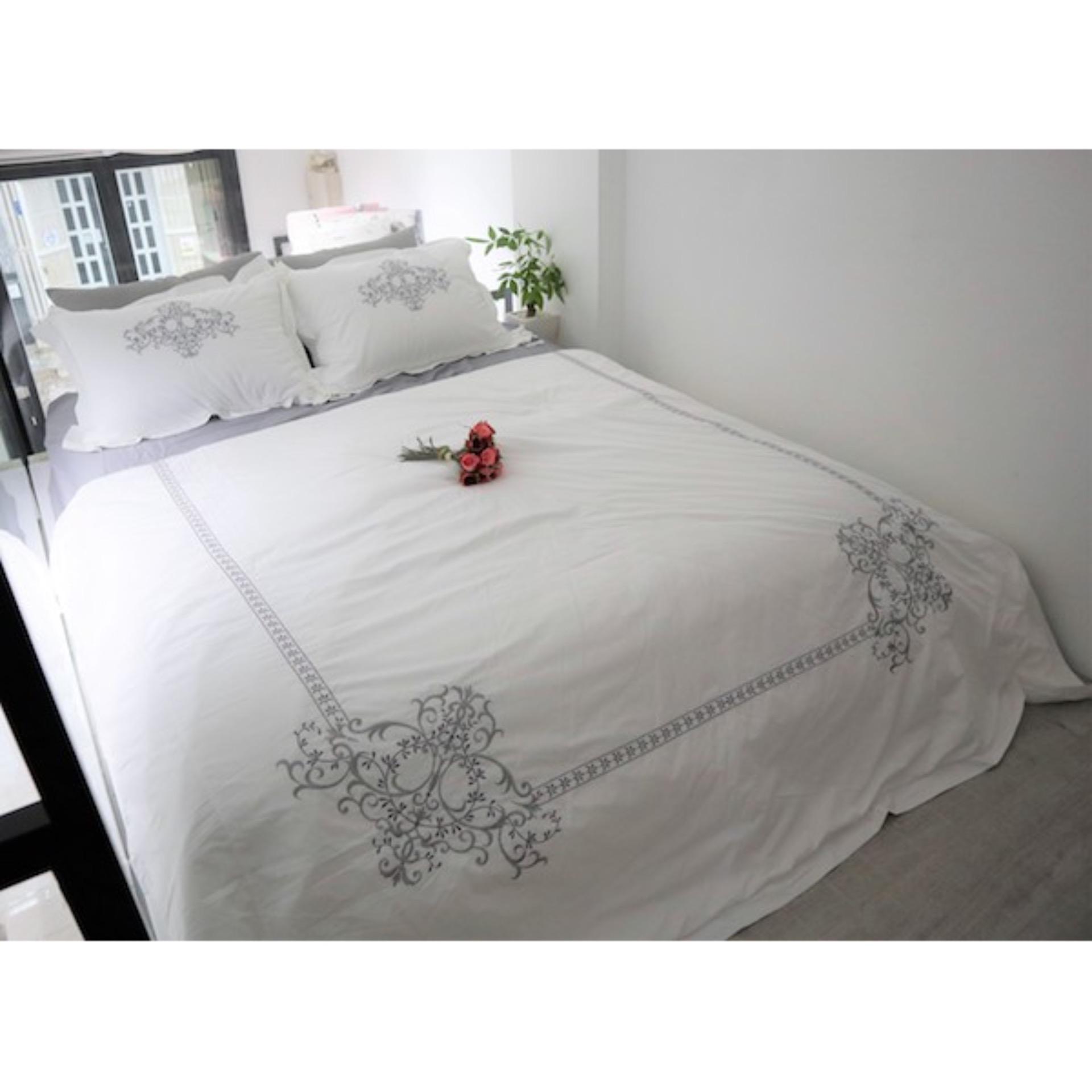 Bộ Chăn Drap CLFU LOBELLIA Tencel Cao Cấp Nhập Khẩu Trực Tiếp Từ Hàn Quốc 200x230cm (Trắng)