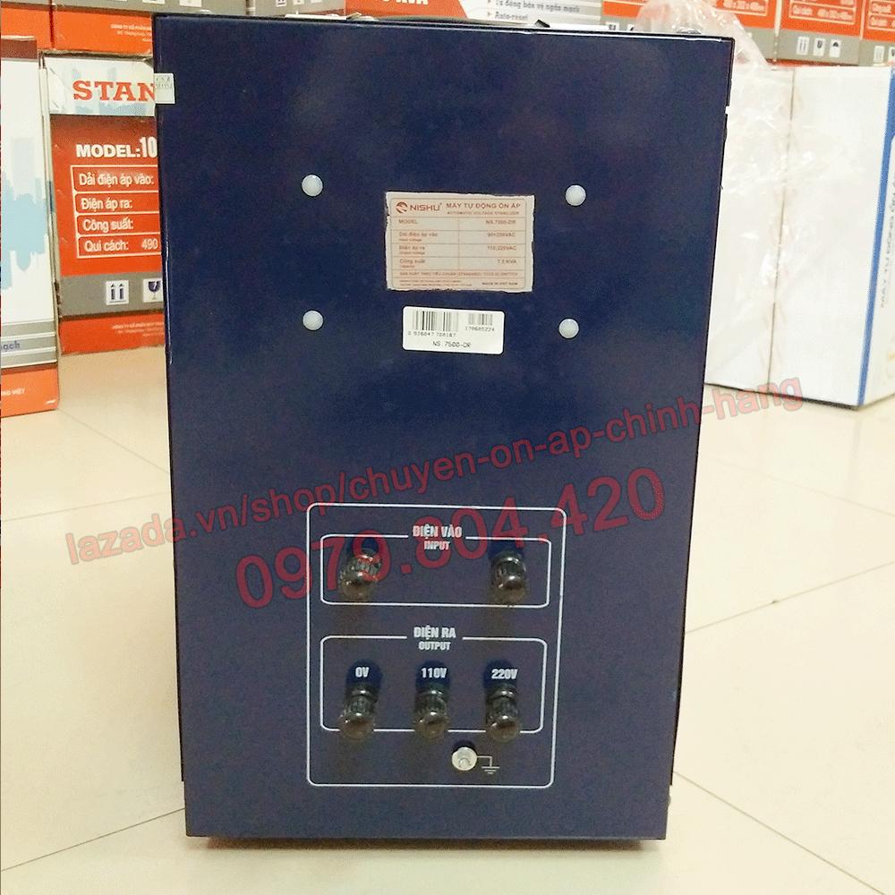 Ổn Áp Nishu 7,5KVA DR dải 90-250V, bảo hành 4 năm, 100% dây đồng