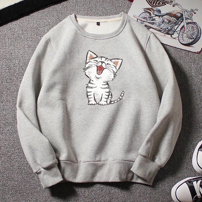 [HCM]Áo Sweater Nam Nữ MÈO HÁTHot  Big Size  100kg Vải Nỉ Bông Dày Mịn Cao Cấp _ SW000 76