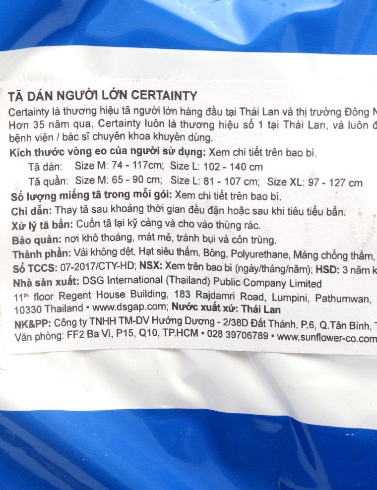 Tã Dán Người Lớn Certainty Size L Gói 10 Miếng