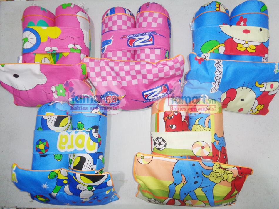 Bộ gối đầu + gối chặn bông cho bé