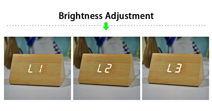 Đồng Hồ Gỗ Báo Thức (Wood LED Digital Desk Alarm) Xanh Dương