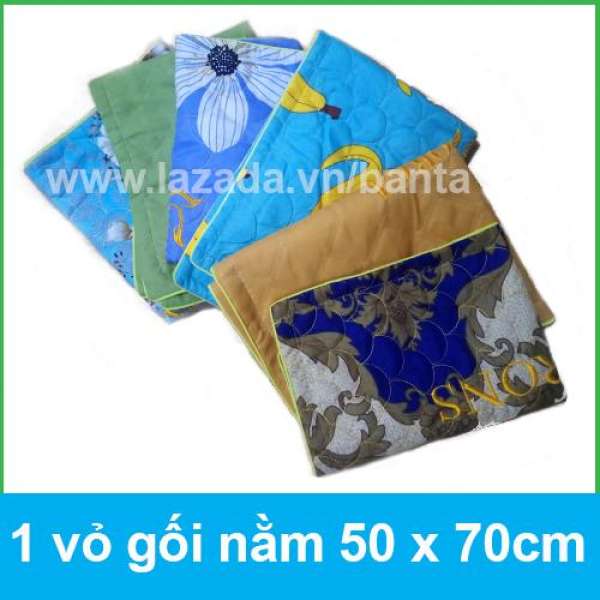 1 vỏ gối nằm 50 x 70cm cotton đẹp mắt, may viền (giao màu ngẫu nhiên)