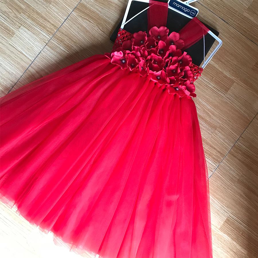 váy tutu đỏ yếm cho bé yêu diện thôi nôi