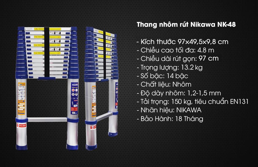 Thang nhôm rút Nikawa NK-48 new 4,8m