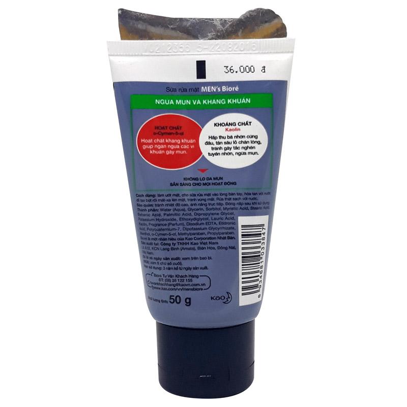 Sữa rửa mặt Men's Biore ngừa mụn 50g