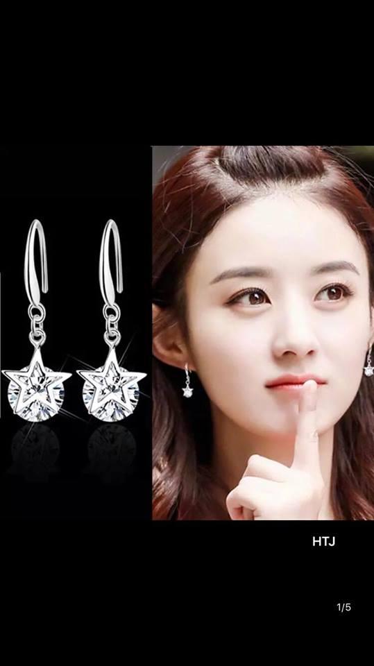 Bông tai bạc hạt đá và ngôi sao 85k