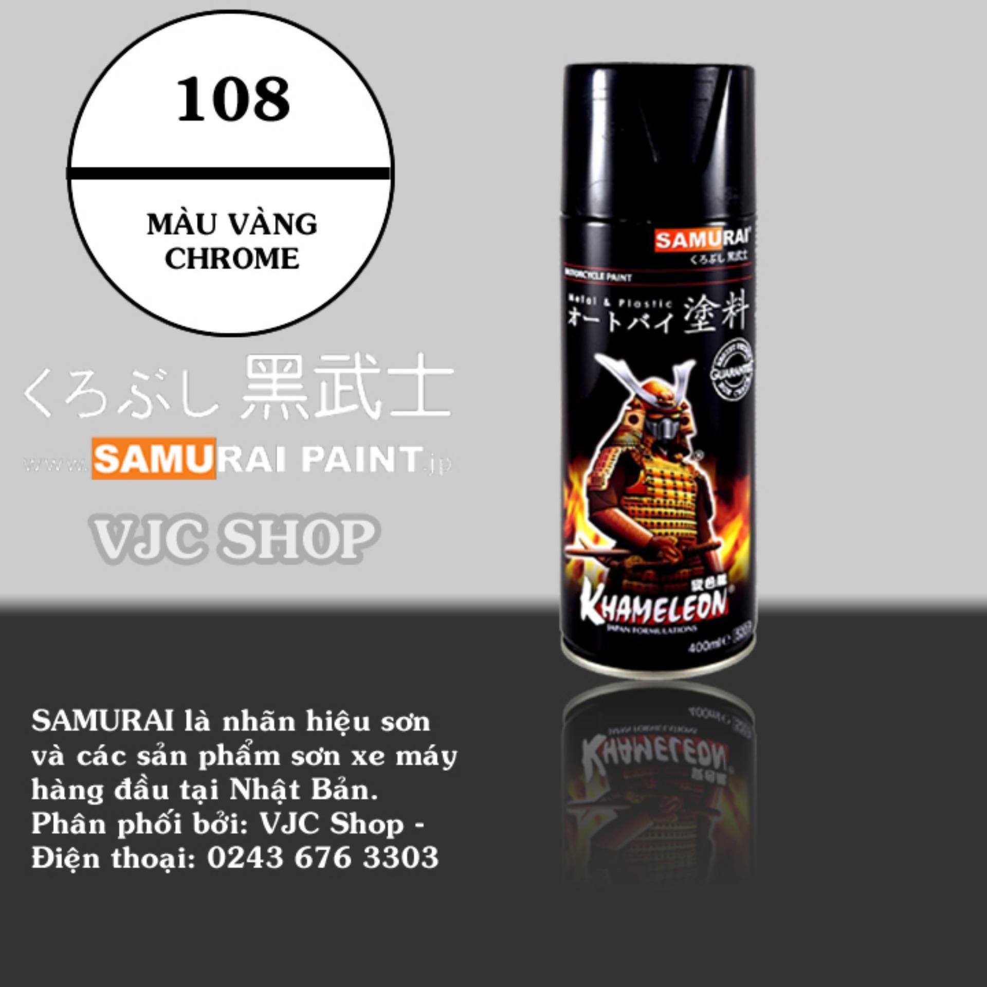 Chai sơn xịt sơn xe máy Samurai MÀU VÀNG CROM Mã 108
