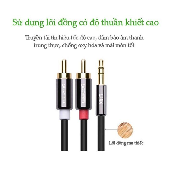 Cáp audio 3.5mm ra 2 đầu RCA 1.5M UGREEN UG-10583 ( cao cấp)