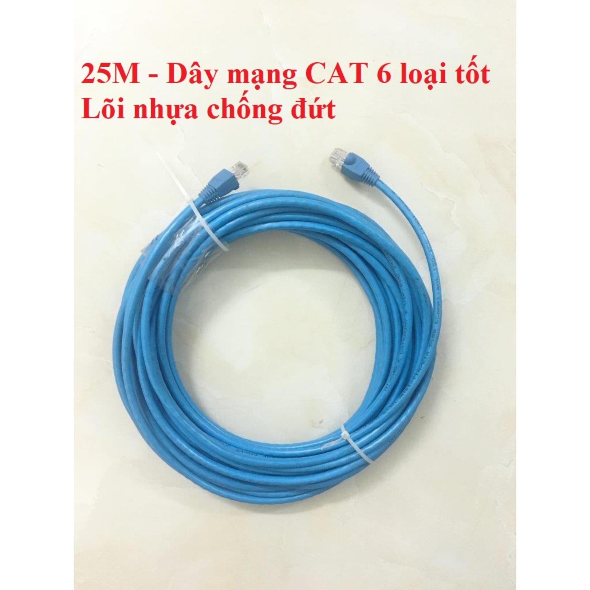 Dây cáp mạng internet/ mạng LAN 25m bấm sẵn 2 đầu (CAT 6 loại tốt)