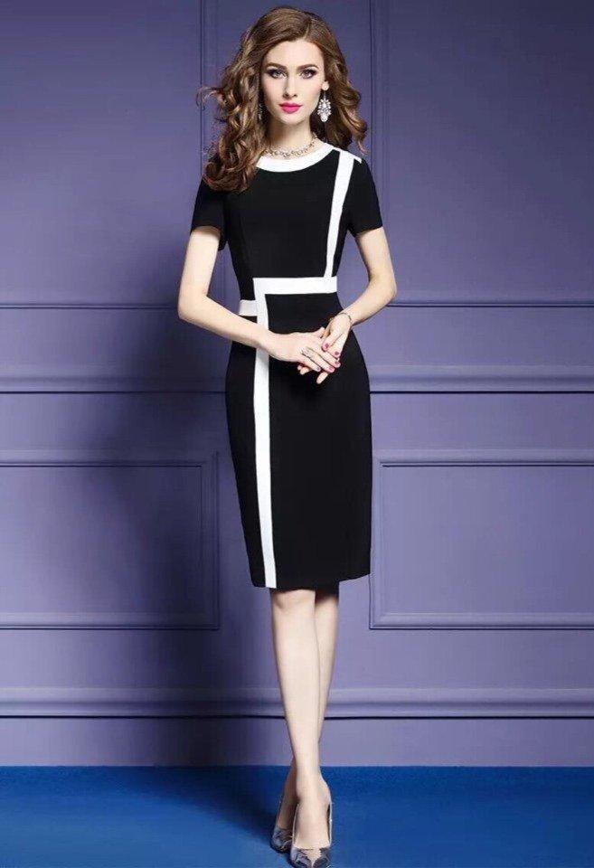 Đầm body phối màu sang trọng CS