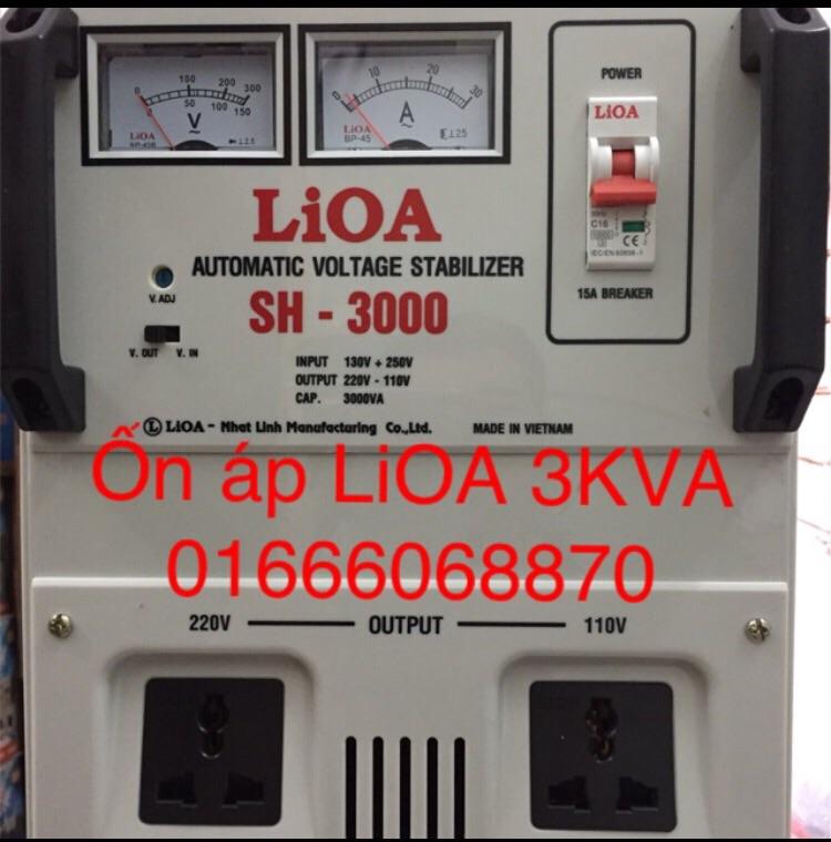 Ổn áp LiOA 3KVA dải 130v~250v thế hệ 2 dây đồng 100% model SH-3.000II