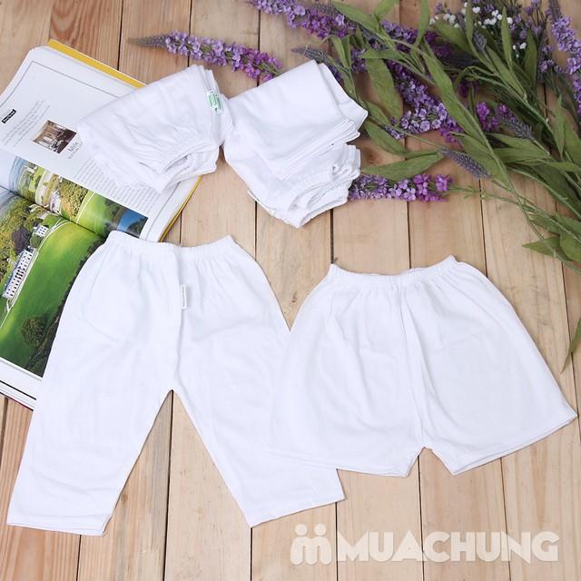 Set 10 quần Bosini 5 dài, 5 ngắn màu trắng cho bé SƠ SINH từ 0-12 tháng