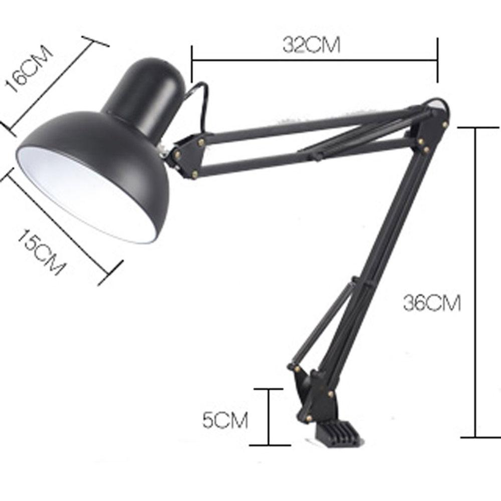 MagicWorldMall Swing Arm Clamp Table Desk Lamp Light Office Studio Home Lighting Fixture Black