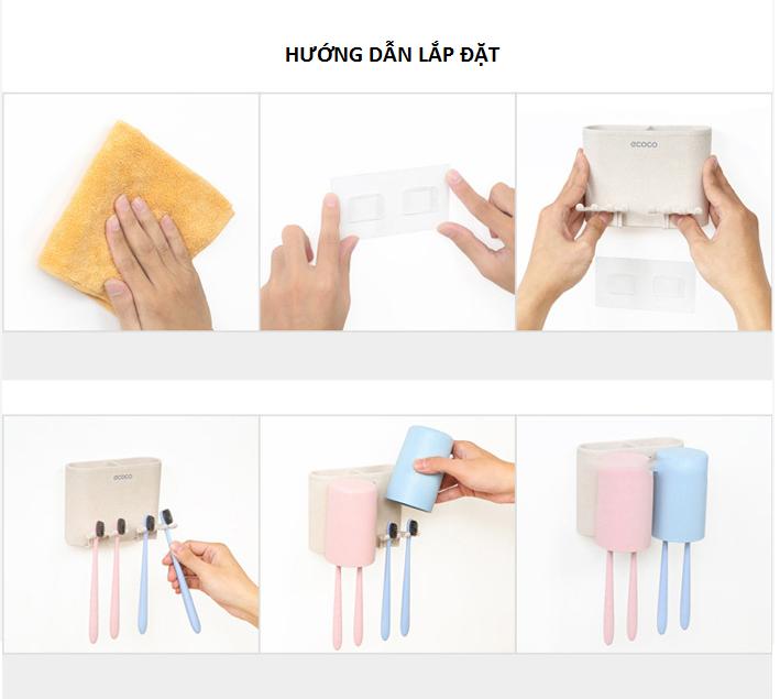 Bộ dụng cụ để bàn chải kèm 2 cốc ECOCO E1701