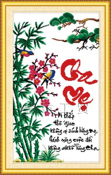 Tranh thêu đi khắp thế gian không ai sánh bằng Cha Mẹ 222338 chưa thêu