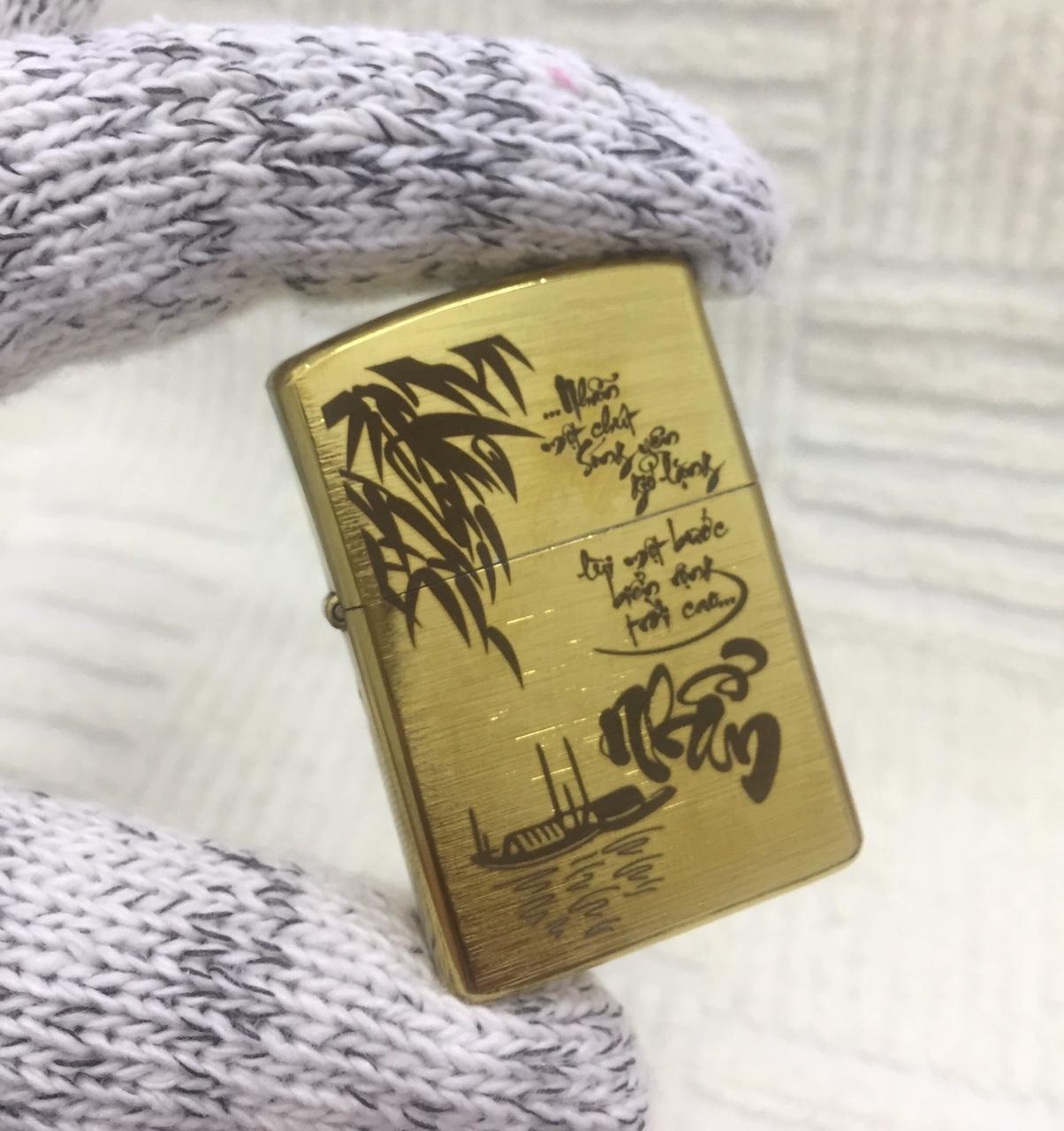 [HCM]Bật Lửa Zippo USA Khắc Chữ Nhẫn - Ruột Vàng