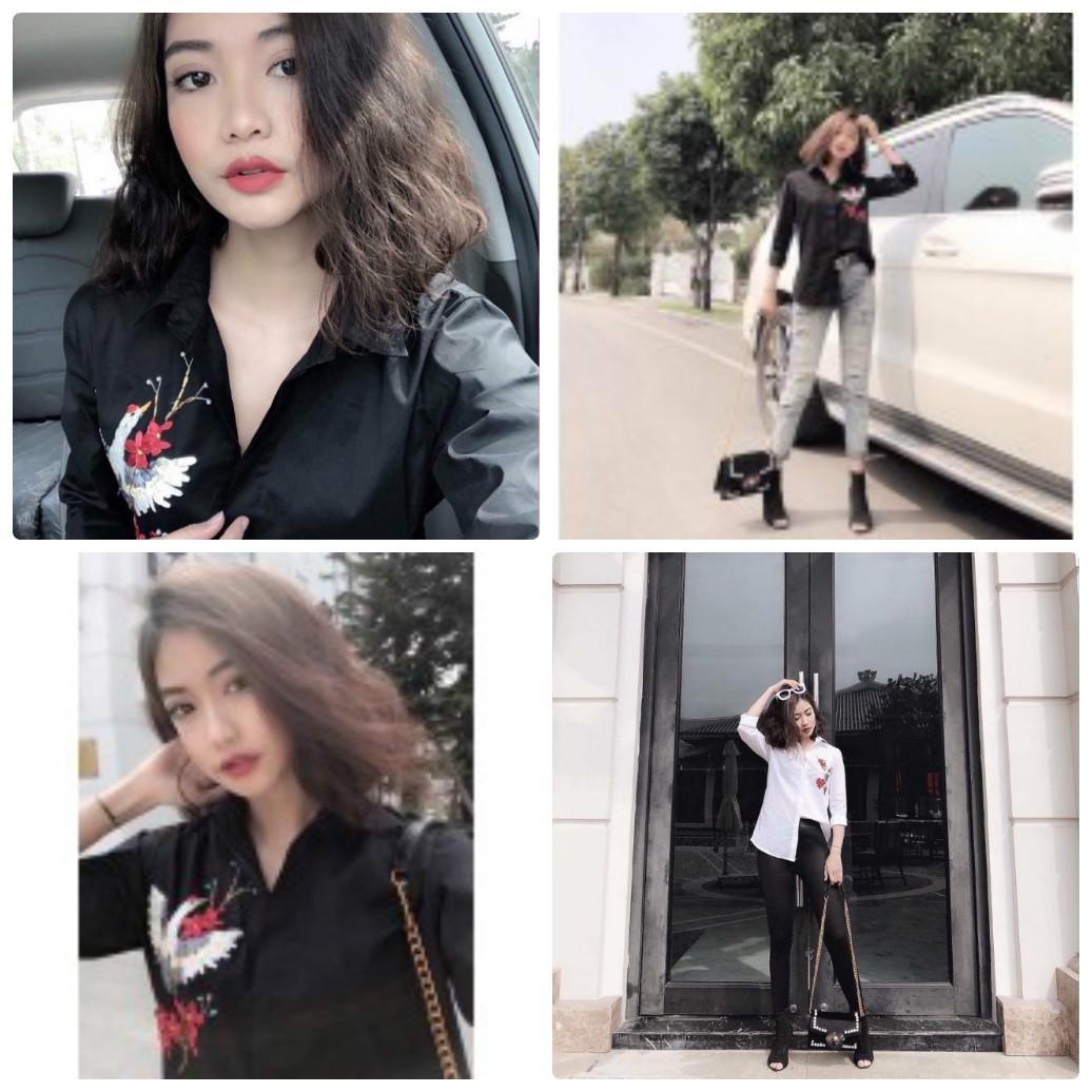 Áo sơ mi nữ đen thuê hình công
