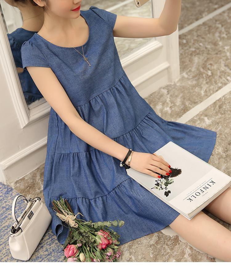 Đầm (Váy) Bầu Giả Bò Tầng Cộc Tay
