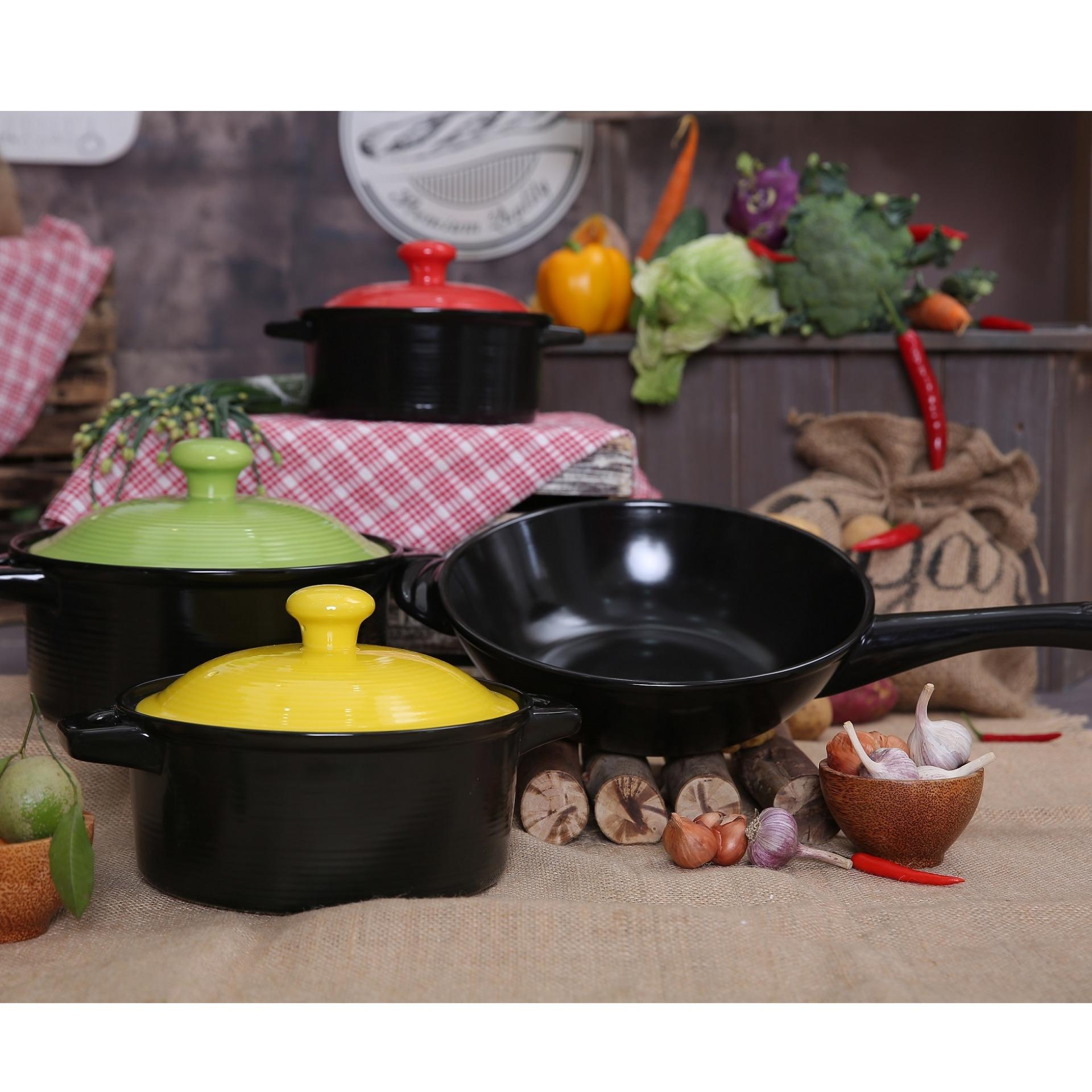 Bộ 3 Nồi Sứ Molise + 1 Chảo Sâu Lòng Phi 29cm Royalcooks - Nồi sứ NK Australia - Nồi sứ XK USA