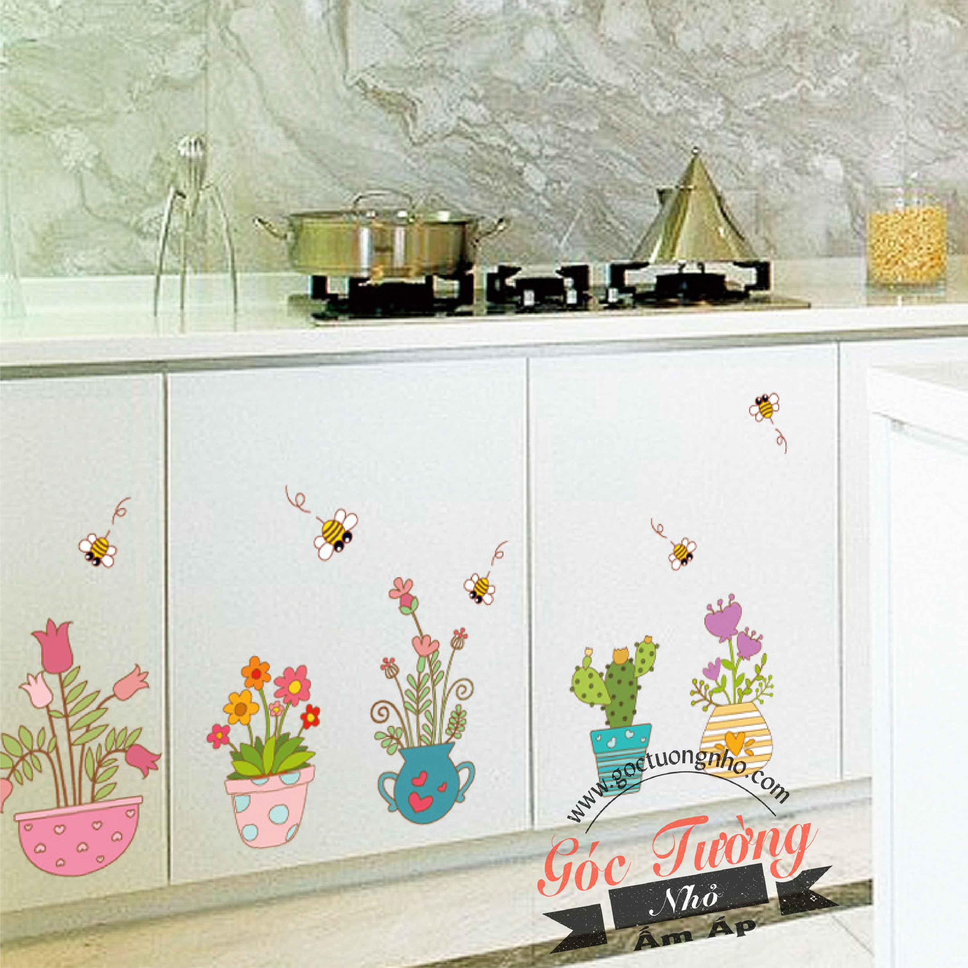 DECAL DÁN TƯỜNG HÌNH CHẬU CÂY SK7065