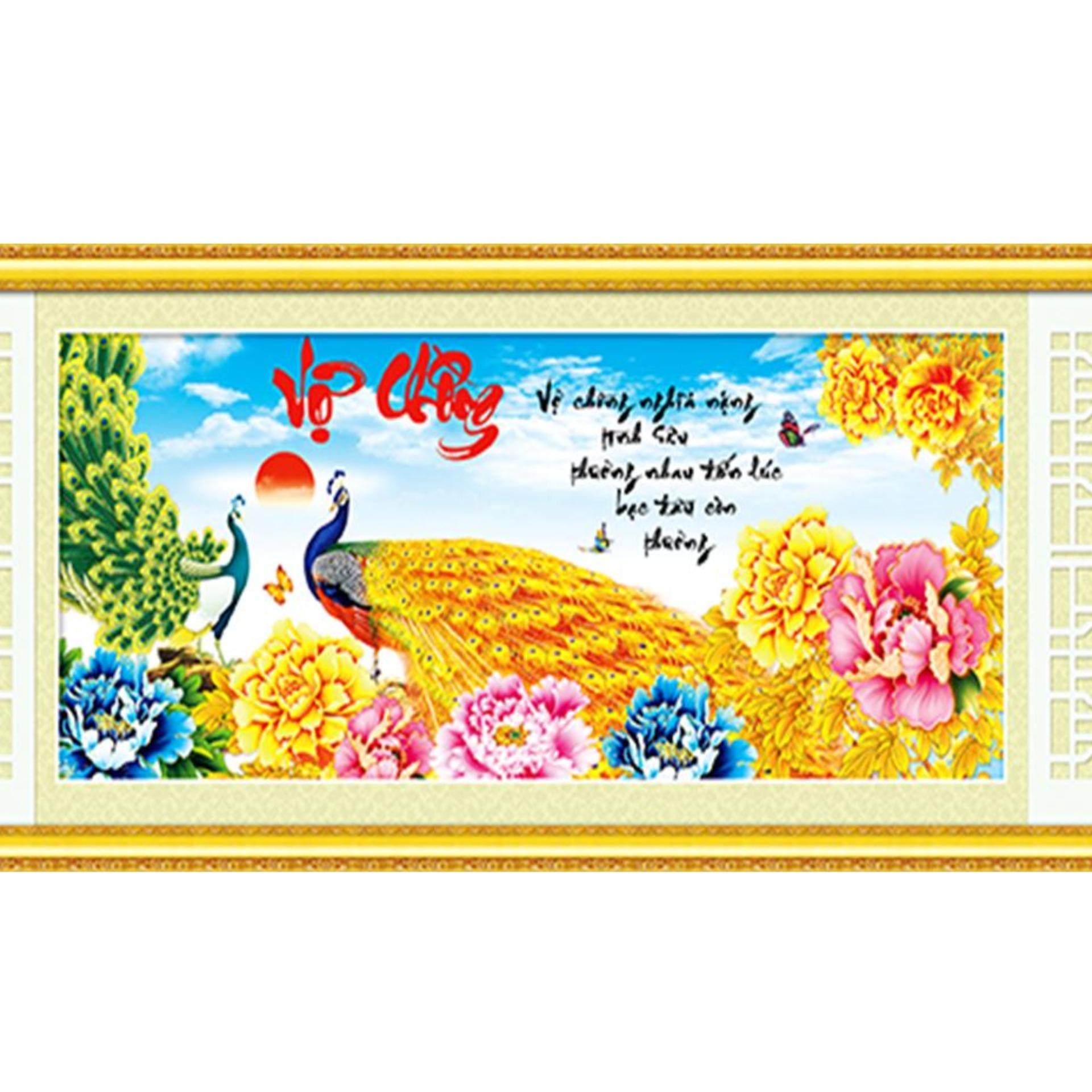 Tranh đính đá vợ chồng LV138-106x50cm (Kho Tranh Giá Rẻ)