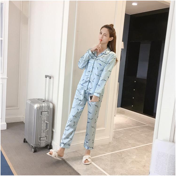 [HCM]Bộ Đồ Pijama Tay Dài Chất Vải Phi Lụa Hoa Tiết Lông Vũ CDANP12