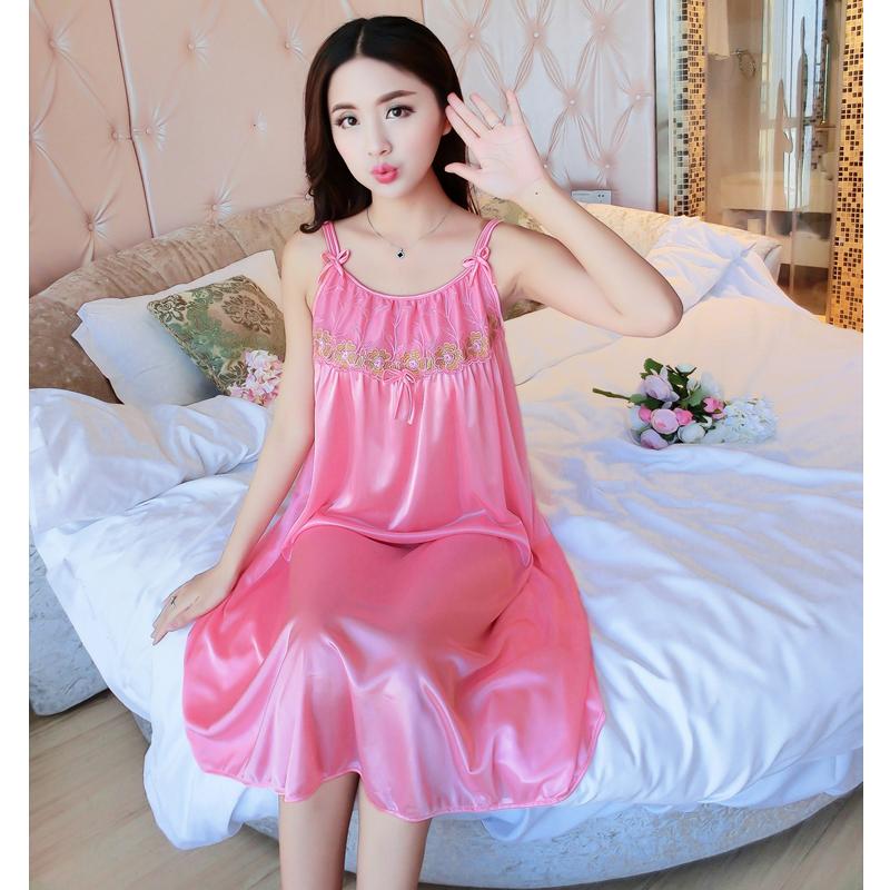 Đầm (Váy) ngủ nữ 2 dây phi lụa mềm mại thoáng mát co giãn STT-SX576
