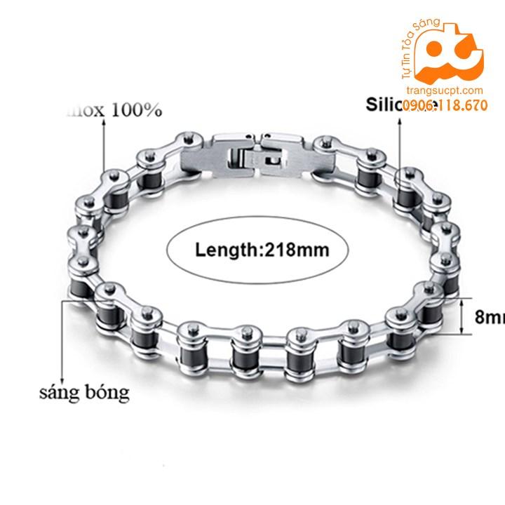 Lắc tay inox nam kiểu dây xích xe cực độc đẹp