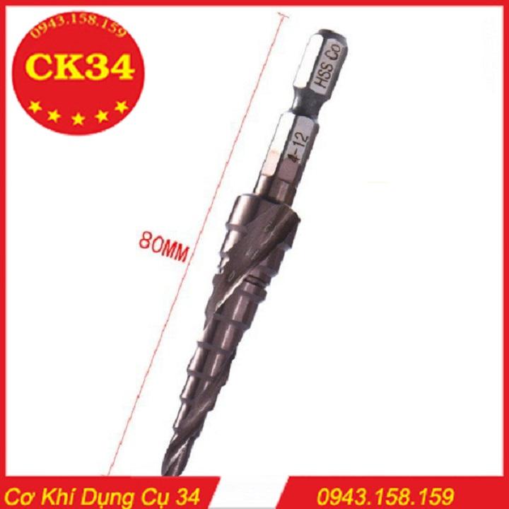 Mũi khoan bước tháp HSS M35 cỡ 4 - 12mm inox ,sắt ,dùng cho khoan pin