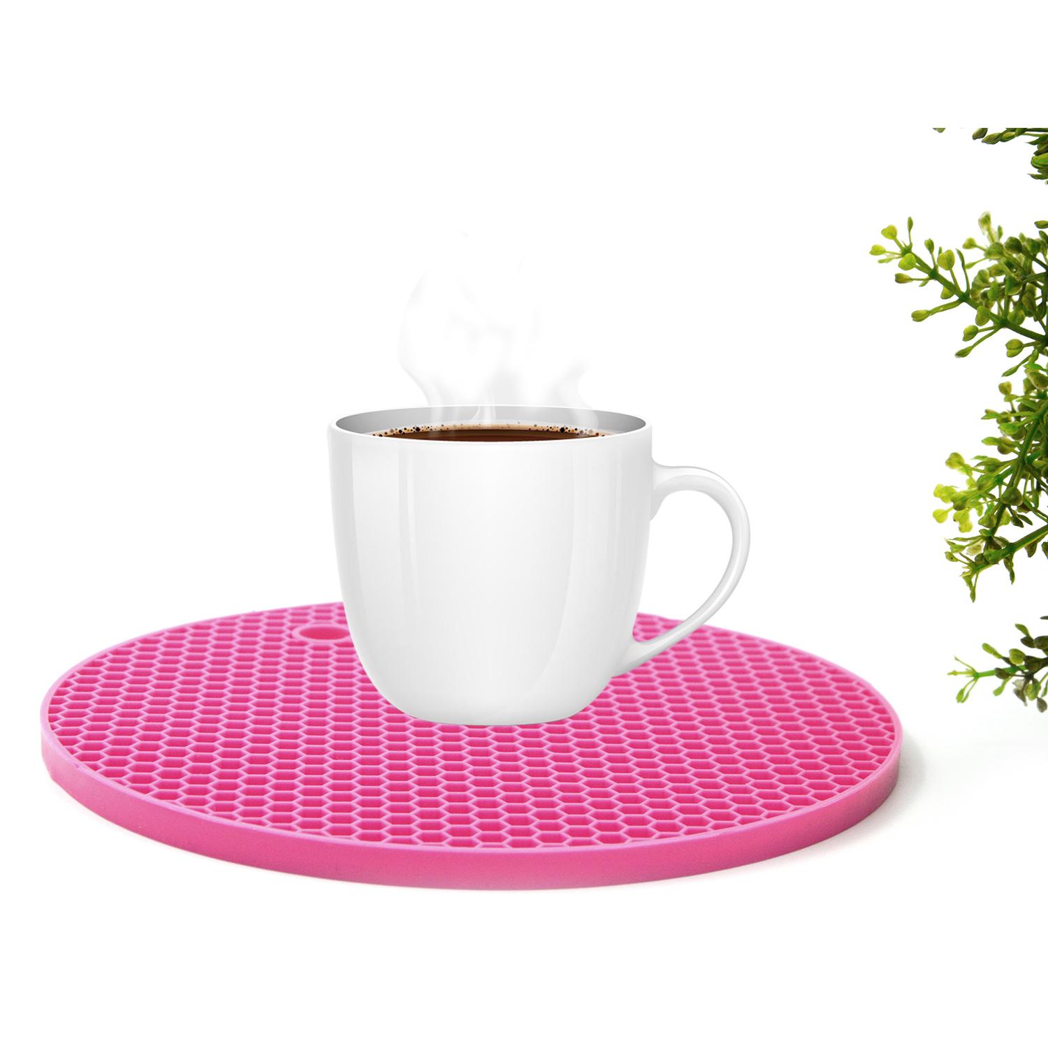 Silicon nhỏ Tổ Ong Nồi Placemat Cup Thảm Coaster Nơi Thảm (Hồng)-quốc tế