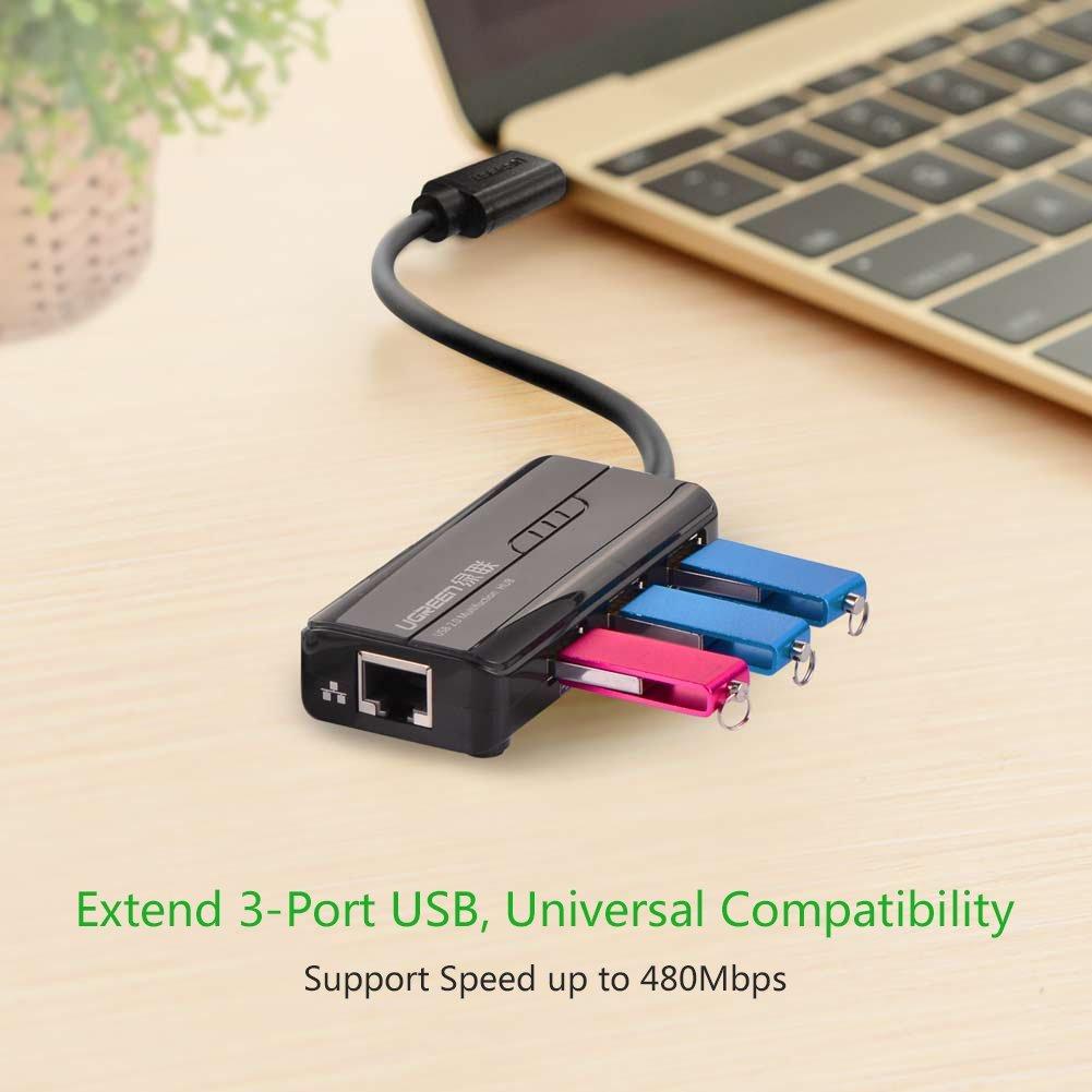 Cáp USB 3.1 Type C to Lan và 3 cổng USB 2.0 Ugreen UG-30289