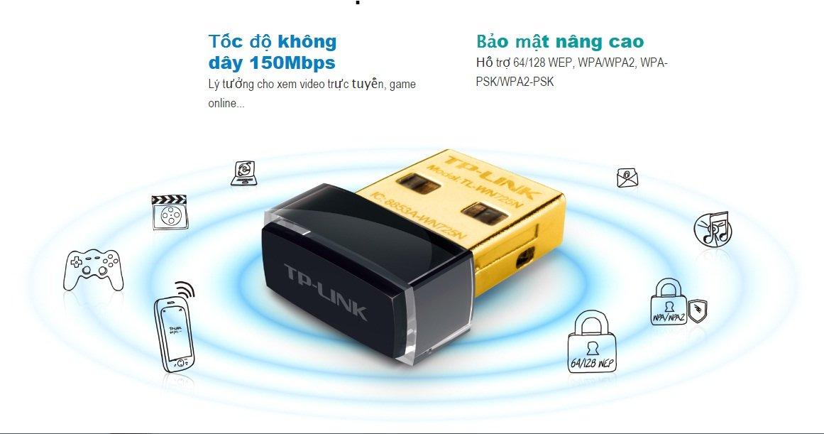 [HCM]USB thu sóng Wifi TP-Link WN725N (Đen)