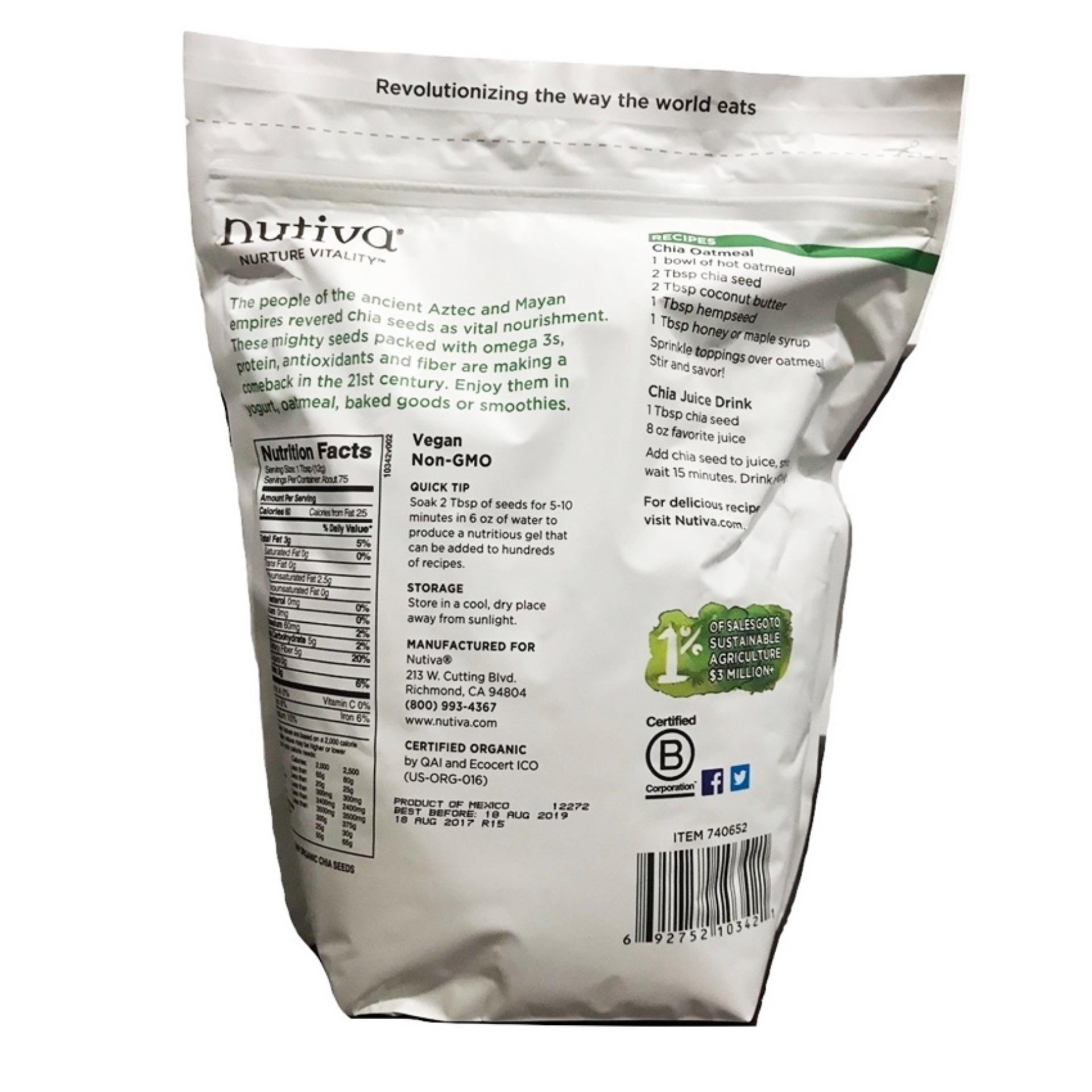 Hạt chia  Nutiva  Chính Hiệu Mỹ 907g
