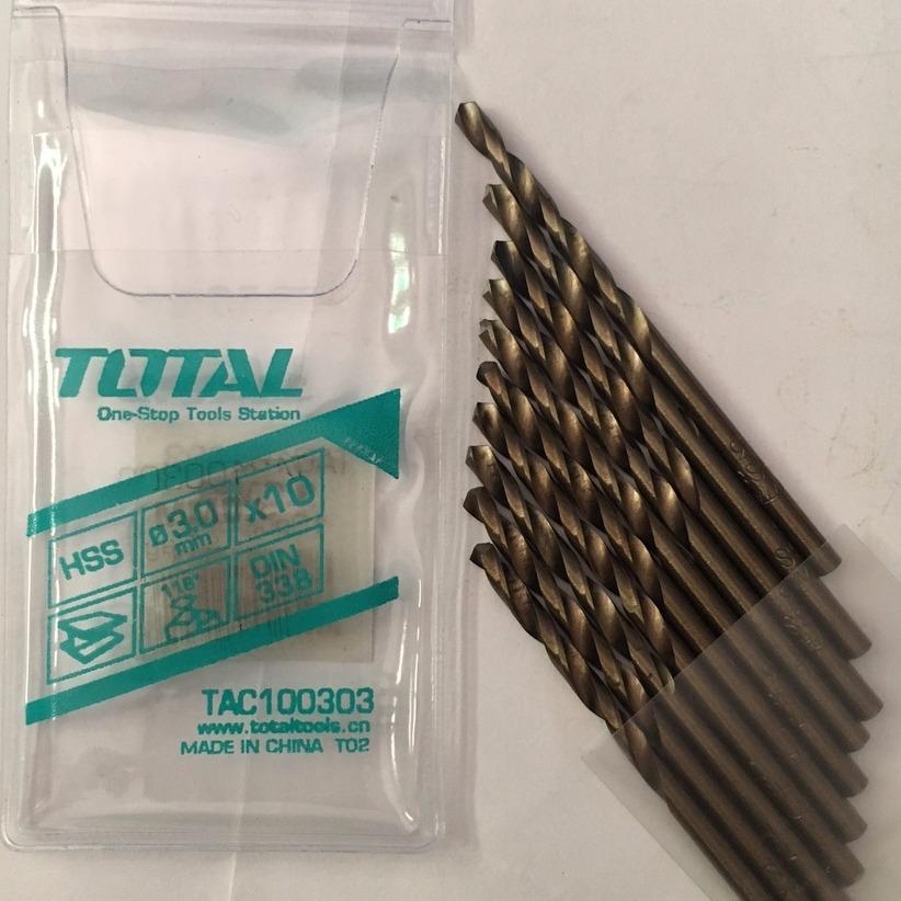 3.0MM BỘ 10 MŨI KHOAN SẮT TOTAL TAC100303