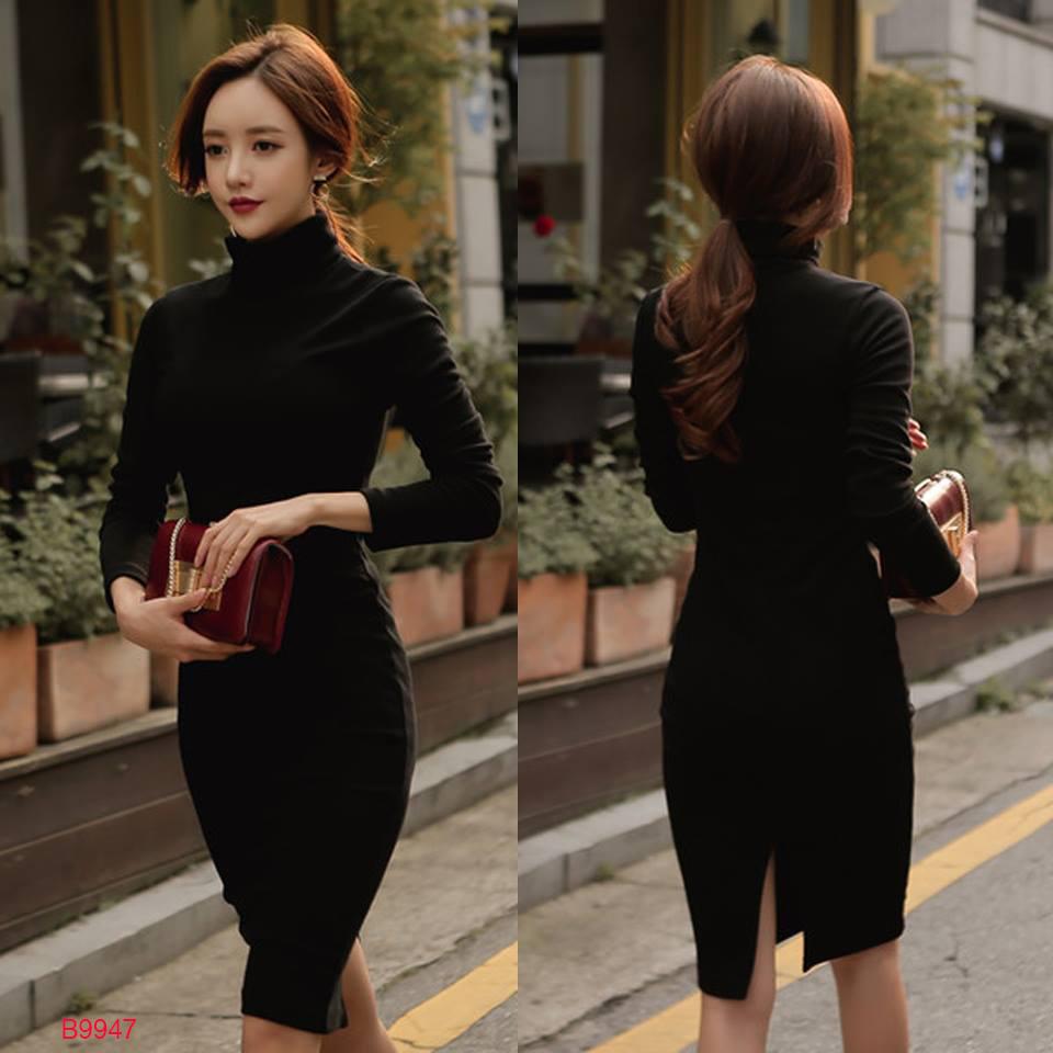 [HCM]đầm body cổ lọ tay dài