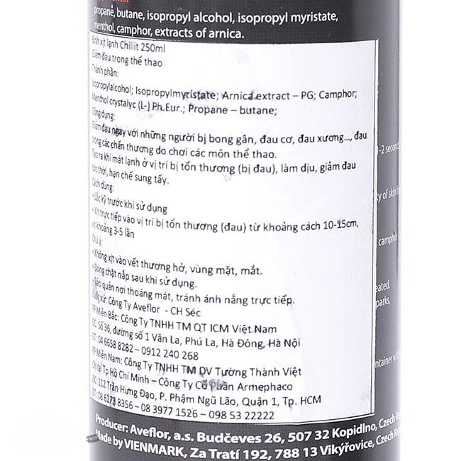 Bình xịt lạnh giảm đau Chillit 250ml