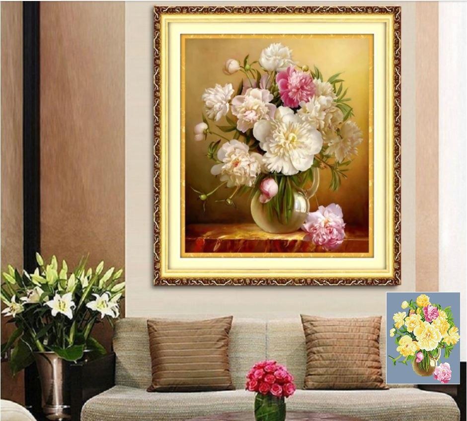 Tranh đính đá Bình hoa Y8086 50X60CM-Y8086-50x60cm