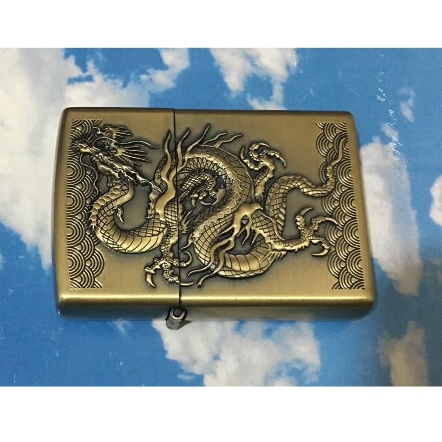 Bật lửa hình RỒNG phong cách ZIPPO - Dùng xăng, đá lửa