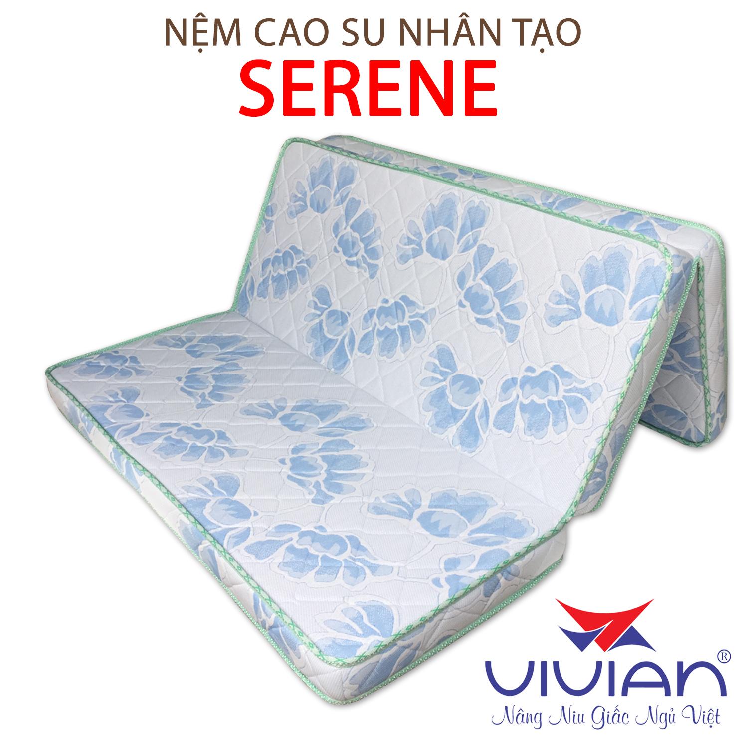 Nệm Cao Su Nhân Tạo Gấp 3 Serene VIVIAN (1.0 x 2.0 m) Nền Trắng Hoa Văn Màu Sắc Ngẫu Nhiên