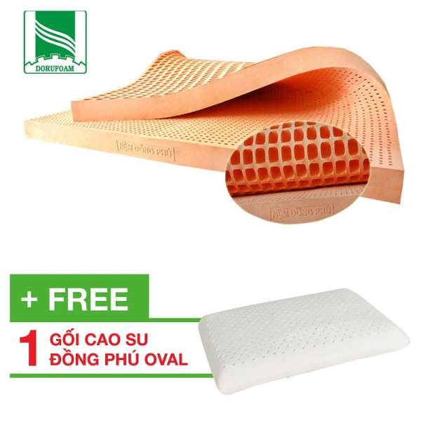 Nệm Cao Su Thiên Nhiên Đồng Phú 180x200x5cm + Tặng 1 Gối cao su oval Đồng Phú