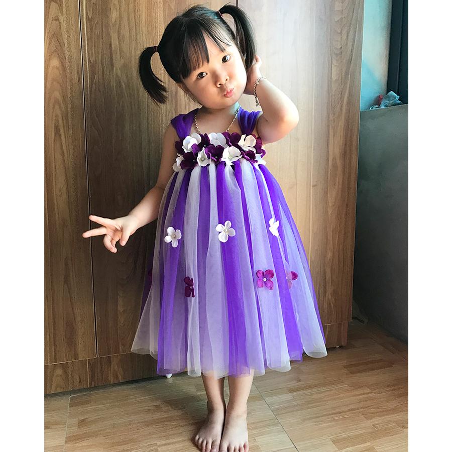 ĐẦm Công Chúa Tím Huế Pha Trắng