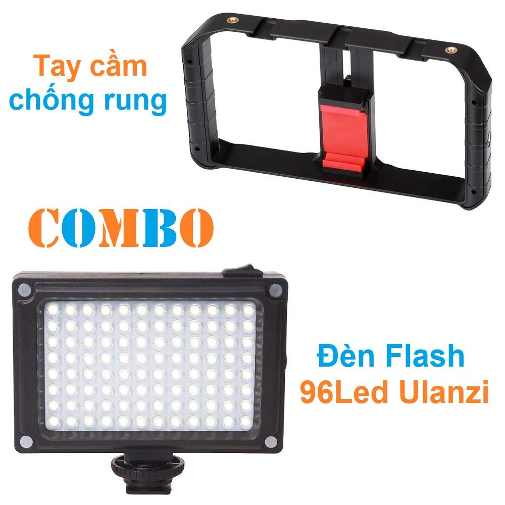 Combo quay phim chụp ảnh chuyên nghiệp Tay cầm chống rung Ulanzi U-rig Pro + Đèn led siêu sáng 2 màu trắng vàng Ulanzi FT-96LED